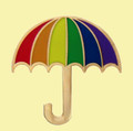 Rainbow Pride Umbrella Enamel Badge Lapel Pin Set x 3