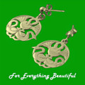 Three Nornes Norse Design Drop Small 9K Yellow Gold Earrings