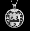 Miller Irish Coat Of Arms Claddagh Round Silver Family Crest Pendant