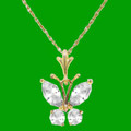 Clear Cubic Zirconia Butterfly 14K Yellow Gold Pendant