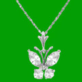 Clear Cubic Zirconia Butterfly 14K White Gold Pendant
