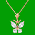 Clear Cubic Zirconia Butterfly 14K Rose Gold Pendant