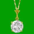 Clear Cubic Zirconia Round Small 14K Yellow Gold Pendant
