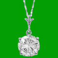 Clear Cubic Zirconia Round Small 14K White Gold Pendant