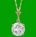 Clear Cubic Zirconia Round Small 14K Rose Gold Pendant