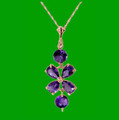 Purple Amethyst Flower Drop 14K Rose Gold Pendant