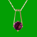 Purple Amethyst Round Drop 14K Rose Gold Pendant