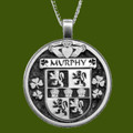 Murphy Irish Coat Of Arms Claddagh Round Pewter Family Crest Pendant