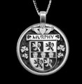 Murphy Irish Coat Of Arms Claddagh Round Silver Family Crest Pendant