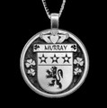Murray Irish Coat Of Arms Claddagh Round Silver Family Crest Pendant