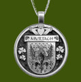 Murtagh Irish Coat Of Arms Claddagh Round Pewter Family Crest Pendant