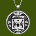 ONeill Irish Coat Of Arms Claddagh Round Pewter Family Crest Pendant