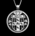 Nolan Irish Coat Of Arms Claddagh Round Silver Family Crest Pendant