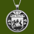 McNulty Irish Coat Of Arms Claddagh Round Pewter Family Crest Pendant