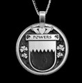 Powers Irish Coat Of Arms Claddagh Round Silver Family Crest Pendant