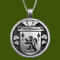 McNamara Irish Coat Of Arms Claddagh Round Pewter Family Crest Pendant