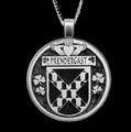 Prendergast Irish Coat Of Arms Claddagh Round Silver Family Crest Pendant