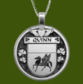 Quinn Irish Coat Of Arms Claddagh Round Pewter Family Crest Pendant