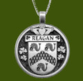 Reagan Irish Coat Of Arms Claddagh Round Pewter Family Crest Pendant
