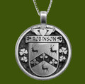 Robinson Irish Coat Of Arms Claddagh Round Pewter Family Crest Pendant