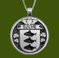 Roche Irish Coat Of Arms Claddagh Round Pewter Family Crest Pendant