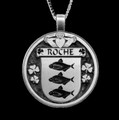 Roche Irish Coat Of Arms Claddagh Round Silver Family Crest Pendant