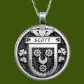 Scott Irish Coat Of Arms Claddagh Round Pewter Family Crest Pendant