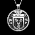 Scott Irish Coat Of Arms Claddagh Round Silver Family Crest Pendant