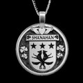 Shanahan Irish Coat Of Arms Claddagh Round Silver Family Crest Pendant