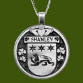 Shanley Irish Coat Of Arms Claddagh Round Pewter Family Crest Pendant