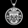 Shaughnessy Irish Coat Of Arms Claddagh Round Silver Family Crest Pendant