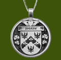 Shaw Irish Coat Of Arms Claddagh Round Pewter Family Crest Pendant