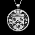 Shaw Irish Coat Of Arms Claddagh Round Silver Family Crest Pendant