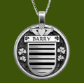 Barry Irish Coat Of Arms Claddagh Round Pewter Family Crest Pendant