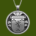 Sheridan Irish Coat Of Arms Claddagh Round Pewter Family Crest Pendant