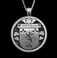 Sheridan Irish Coat Of Arms Claddagh Round Silver Family Crest Pendant