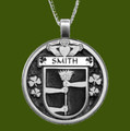 Smith Irish Coat Of Arms Claddagh Round Pewter Family Crest Pendant