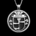 Smith Irish Coat Of Arms Claddagh Round Silver Family Crest Pendant