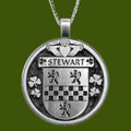 Stewart Irish Coat Of Arms Claddagh Round Pewter Family Crest Pendant