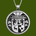 Sullivan Irish Coat Of Arms Claddagh Round Pewter Family Crest Pendant