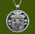 Thompson Irish Coat Of Arms Claddagh Round Pewter Family Crest Pendant