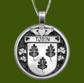Tobin Irish Coat Of Arms Claddagh Round Pewter Family Crest Pendant