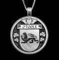 OToole Irish Coat Of Arms Claddagh Round Silver Family Crest Pendant