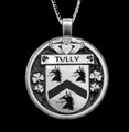 Tully Irish Coat Of Arms Claddagh Round Silver Family Crest Pendant