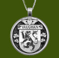 Vaughan Irish Coat Of Arms Claddagh Round Pewter Family Crest Pendant