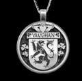 Vaughan Irish Coat Of Arms Claddagh Round Silver Family Crest Pendant