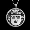 Ward Irish Coat Of Arms Claddagh Round Silver Family Crest Pendant