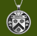 White Irish Coat Of Arms Claddagh Round Pewter Family Crest Pendant