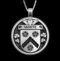 White Irish Coat Of Arms Claddagh Round Silver Family Crest Pendant
