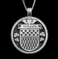 Wilcox Irish Coat Of Arms Claddagh Round Silver Family Crest Pendant